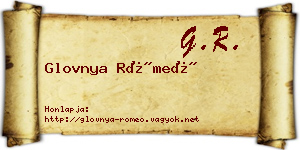 Glovnya Rómeó névjegykártya